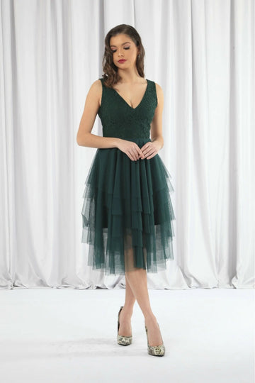 Green Tiered Tulle Dress Double Second